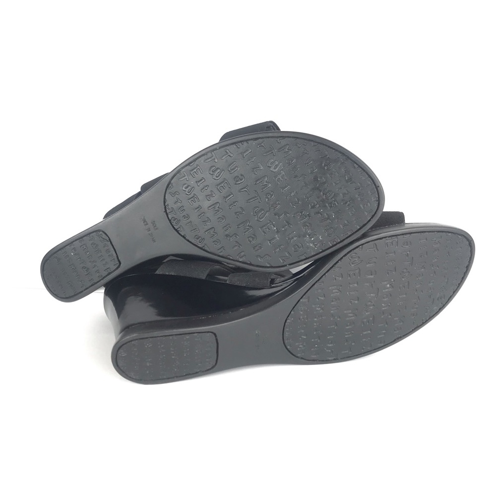 Stuart Weitzman Black Elastic Wedge Sandals 7.5 - Picture 4 of 6